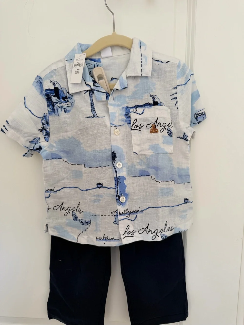 GAP Boys Blue and White Tropical Print One-Piece Set